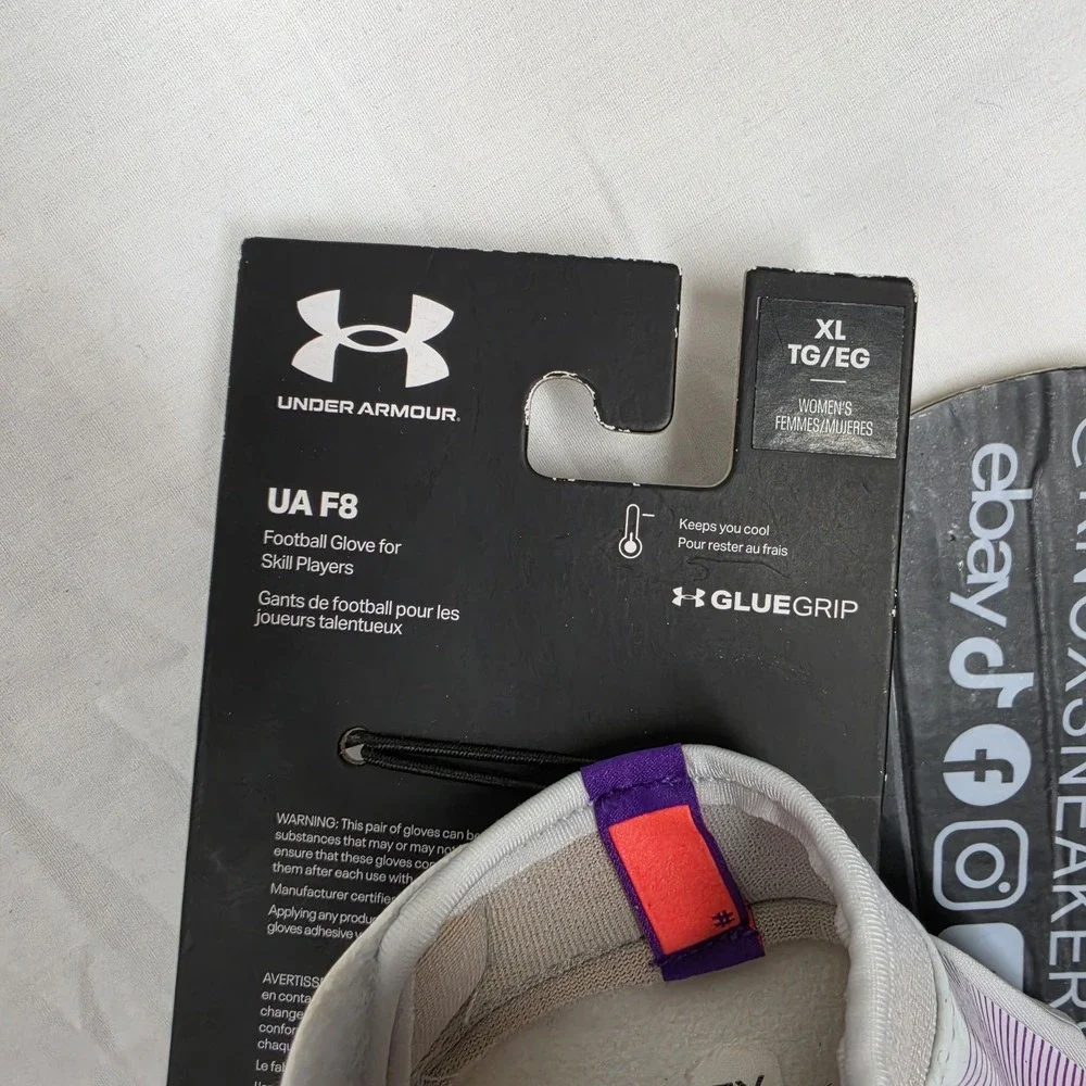 Under Armour UA F8 GlueGrip Football Glove Purple Pink Skill Women's Size XL